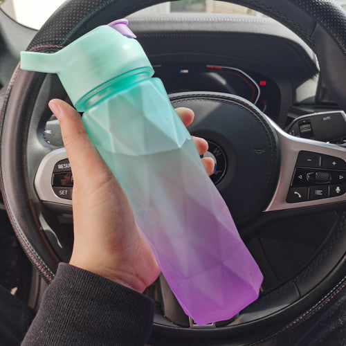 Green-purple gradient geometric Large Capacity Spray Water Bottle – Outdoor, Sports & Travel Drinkware