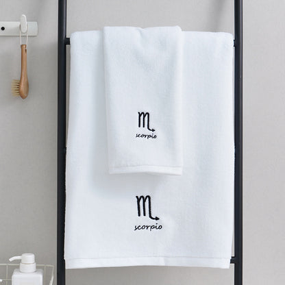 Scorpio White Cotton Constellation Towels Set – Soft, Absorbent Cotton Bath & Hand Towels