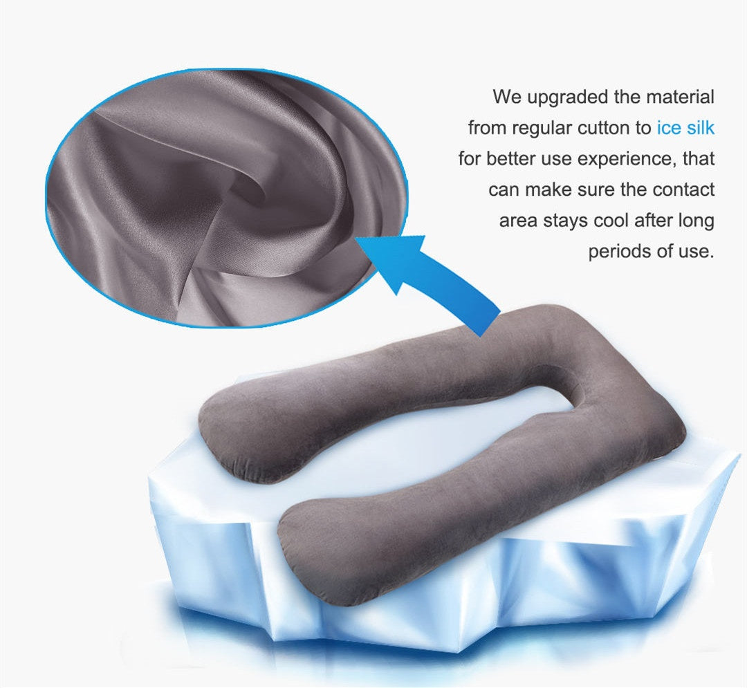U-Shaped Pregnancy Pillow for Sleeping – Ice Silk Cooling Maternity Support Pillow for Comfort