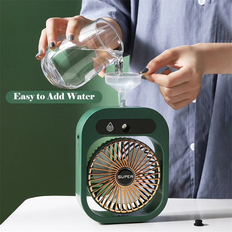 Portable USB Misting Air Cooler, Humidifier & Desk Spray Fan with 3 Speeds
