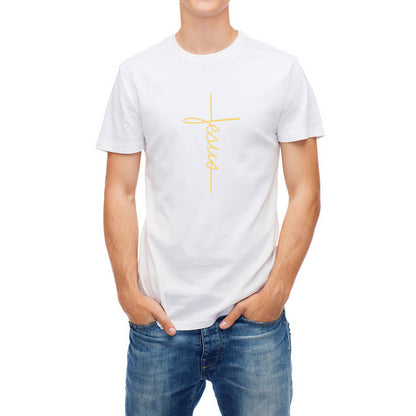 Men’s Short Sleeve T-Shirt with Jesus Christ Cross Print – Christian Faith Apparel
