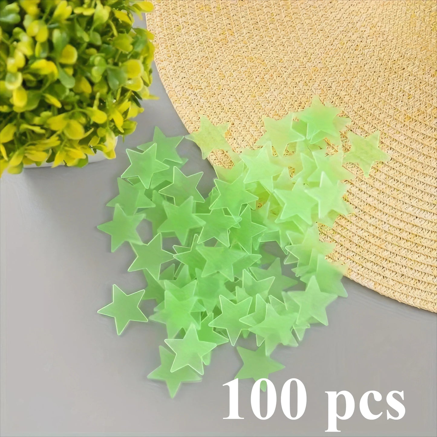 100 Green Glow-in-the-Dark Stars – Easy Peel & Stick, Perfect for Bedroom, Meteor Room & Luminous Wall Decoration