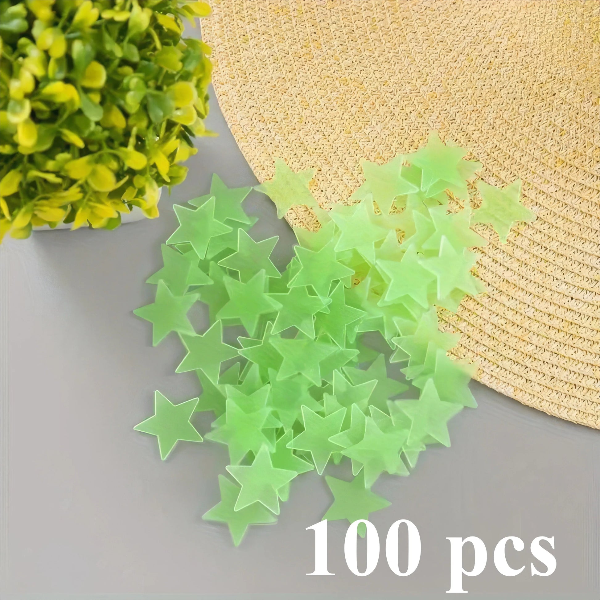 100 Green Glow-in-the-Dark Stars – Easy Peel & Stick, Perfect for Bedroom, Meteor Room & Luminous Wall Decoration