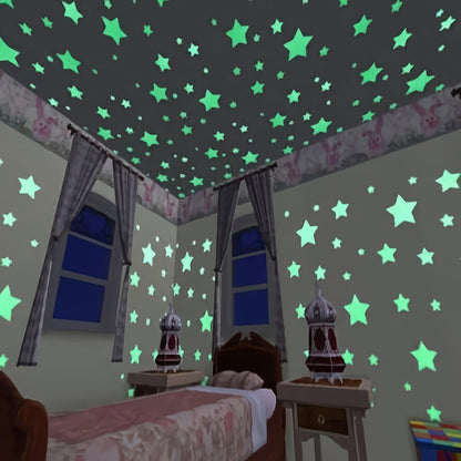 100 Green Glow-in-the-Dark Stars – Easy Peel & Stick, Perfect for Bedroom, Meteor Room & Luminous Wall Decoration