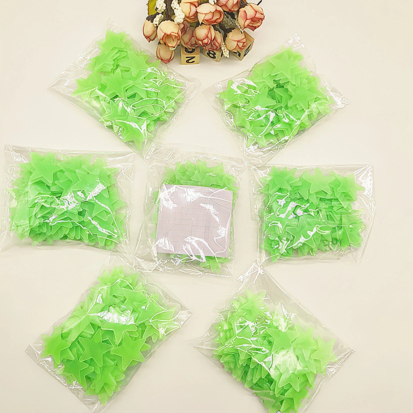 100 Green Glow-in-the-Dark Stars – Easy Peel & Stick, Perfect for Bedroom, Meteor Room & Luminous Wall Decoration