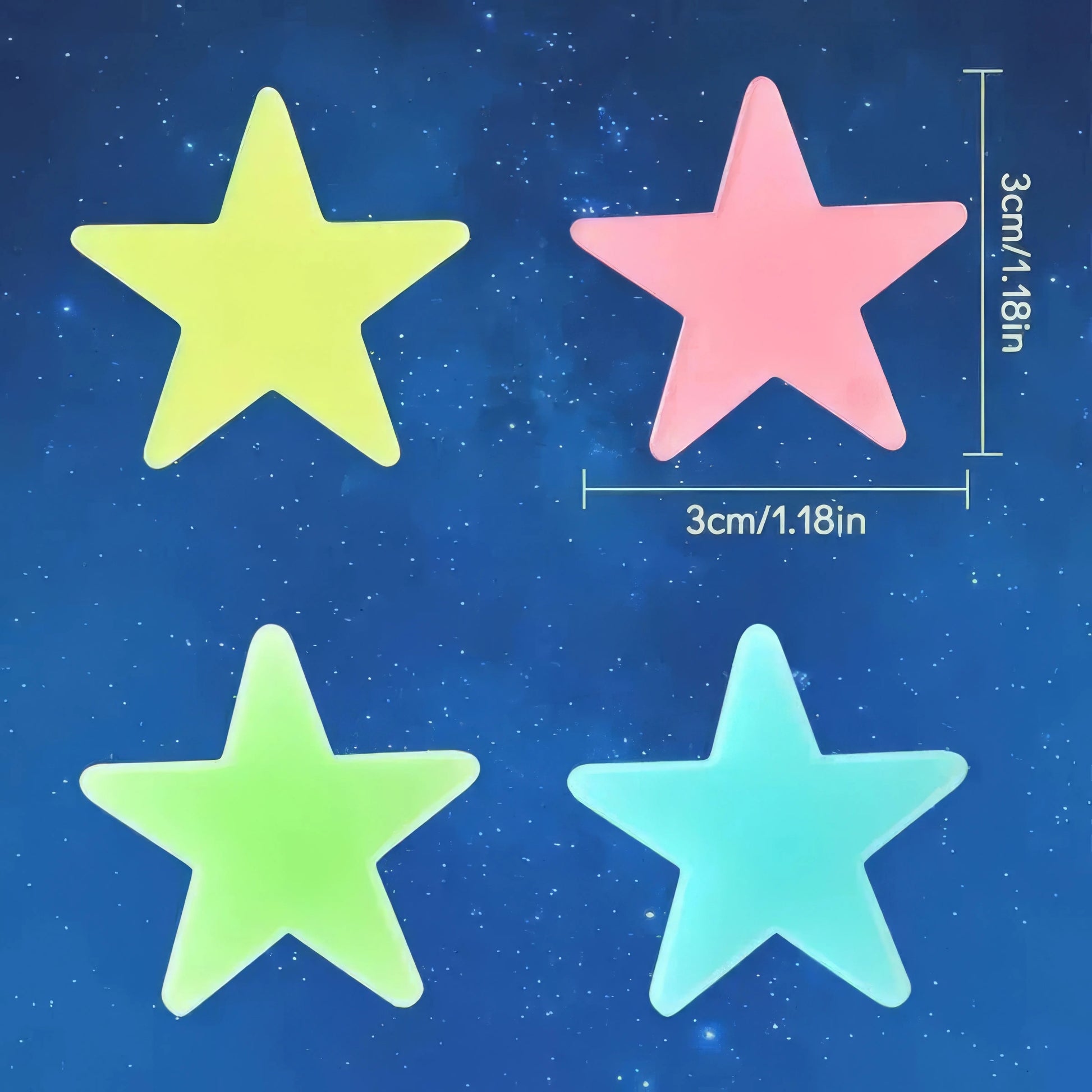 100 Green Glow-in-the-Dark Stars – Easy Peel & Stick, Perfect for Bedroom, Meteor Room & Luminous Wall Decoration