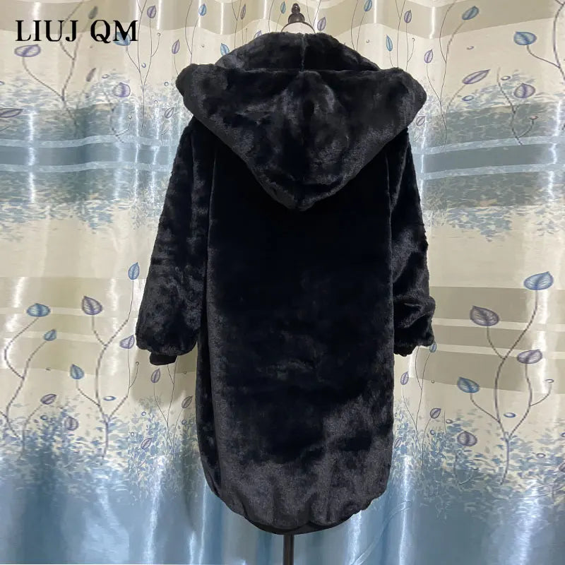 Oversized Winter Faux Fur Coat Women Parka Long Warm Faux Fur Jacket Coats Hoodies Loose Winter Coat Outwear Casaco Feminino