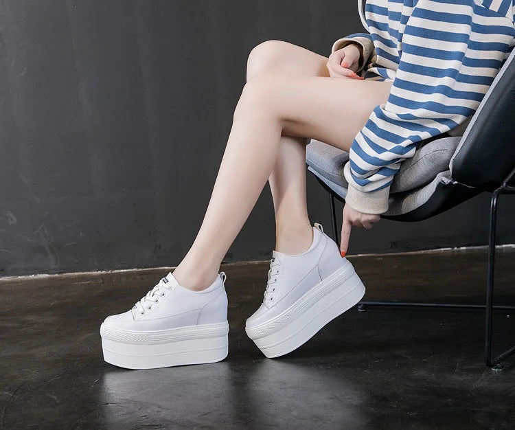 White Luxury Designer Sneakers On Platform Sports Shoes For Women 2023 New Fashion Thick Bottom Wedding Shoes High Heel 11cm