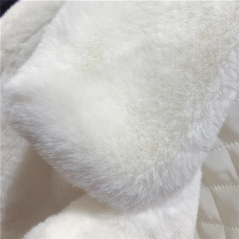 New 2023 Women Autumn Winter Casual Thickened Faux Fur Coat Furry Warm Fur Outerwear Loose Faux Rabbit Fur Long Jacket