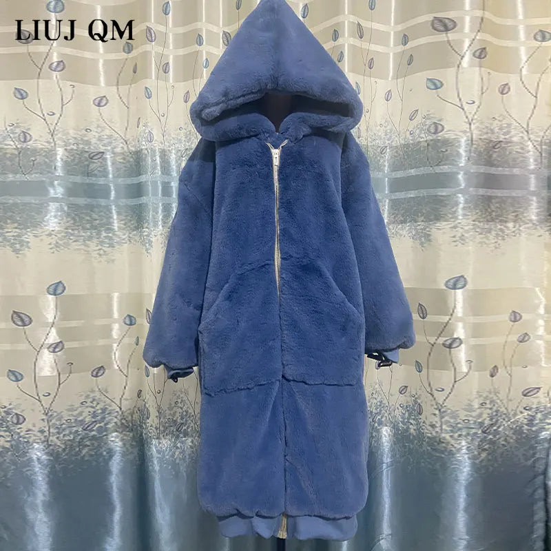 Oversized Winter Faux Fur Coat Women Parka Long Warm Faux Fur Jacket Coats Hoodies Loose Winter Coat Outwear Casaco Feminino