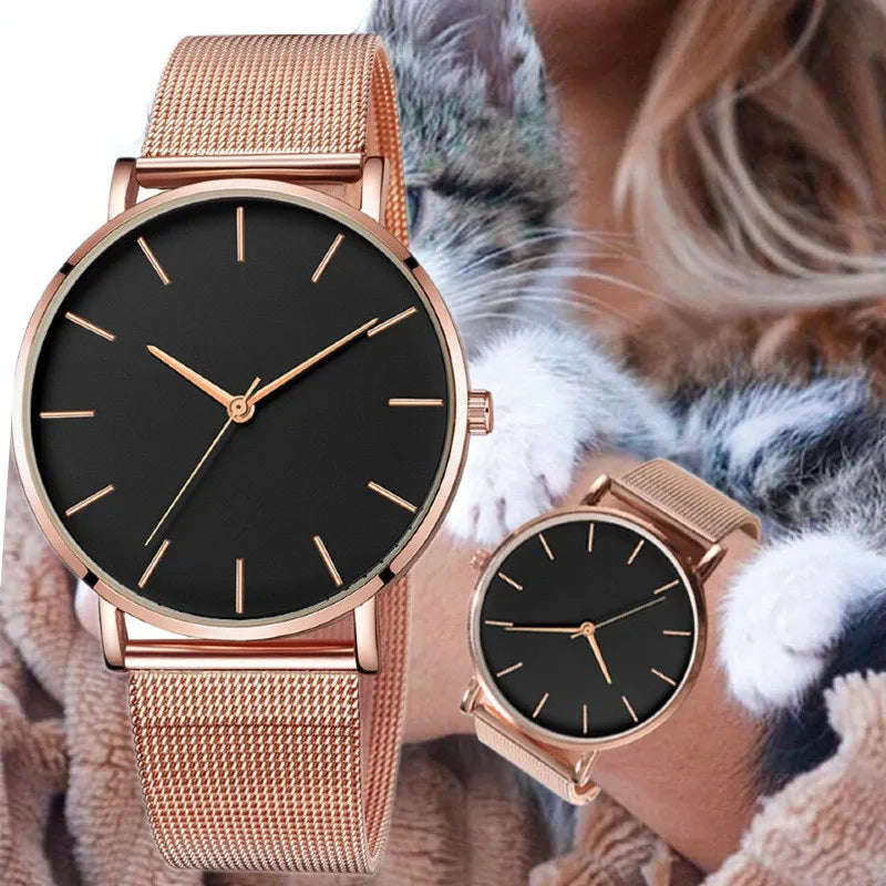 Top Brand Women's Watch Fashion Rose Gold Steel Wristwatch Women Quartz Watch Luxury Ladies Men's Watches for Women Reloj Mujer