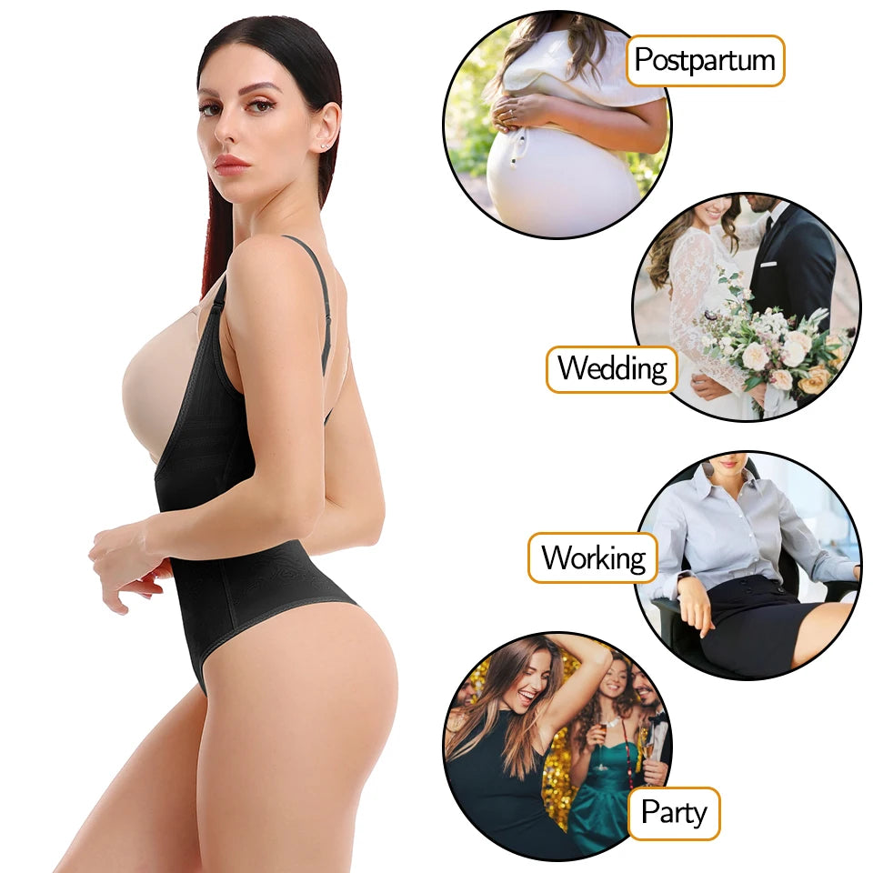 Women Shapewear Bodysuit Seamless Tummy Control Shapewear Waist Trainer Thong Body Shaper Fajas Colombianas Slimming Underwear