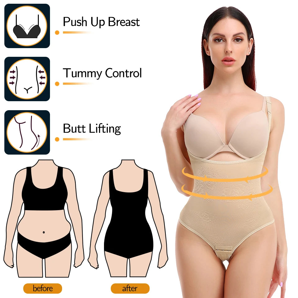 Women Shapewear Bodysuit Seamless Tummy Control Shapewear Waist Trainer Thong Body Shaper Fajas Colombianas Slimming Underwear