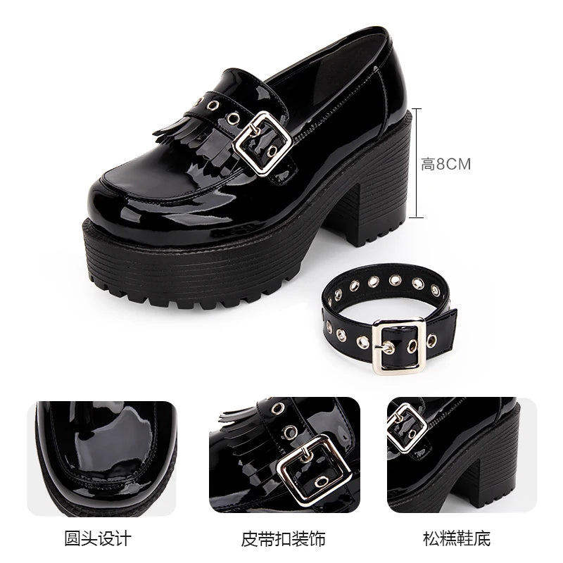 2022 Jk Uniform Lolita Shoes College Style Student Tea Party Goth Thick Bottom Shoes Cos Lolita Sponge Cake Sweet Girls Shoes