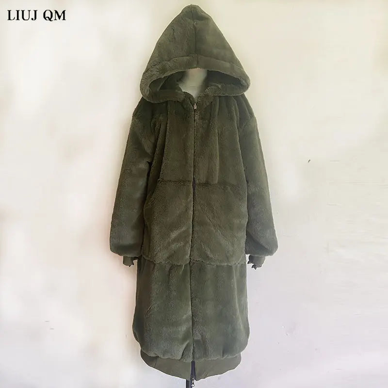 Oversized Winter Faux Fur Coat Women Parka Long Warm Faux Fur Jacket Coats Hoodies Loose Winter Coat Outwear Casaco Feminino