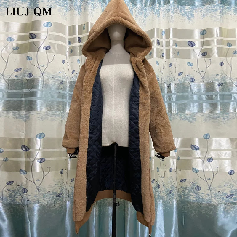 Oversized Winter Faux Fur Coat Women Parka Long Warm Faux Fur Jacket Coats Hoodies Loose Winter Coat Outwear Casaco Feminino