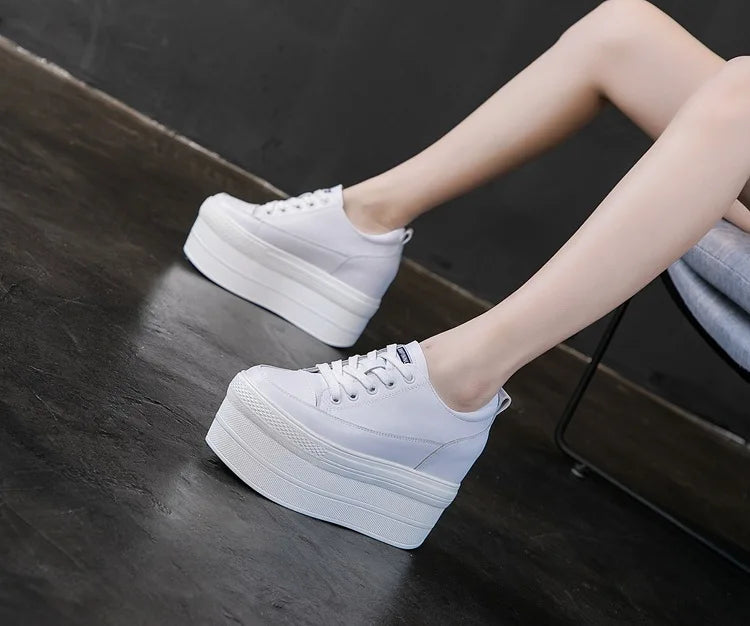 White Luxury Designer Sneakers On Platform Sports Shoes For Women 2023 New Fashion Thick Bottom Wedding Shoes High Heel 11cm