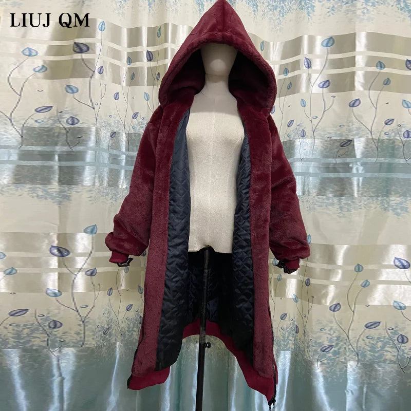 Oversized Winter Faux Fur Coat Women Parka Long Warm Faux Fur Jacket Coats Hoodies Loose Winter Coat Outwear Casaco Feminino