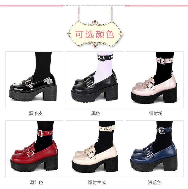 2022 Jk Uniform Lolita Shoes College Style Student Tea Party Goth Thick Bottom Shoes Cos Lolita Sponge Cake Sweet Girls Shoes