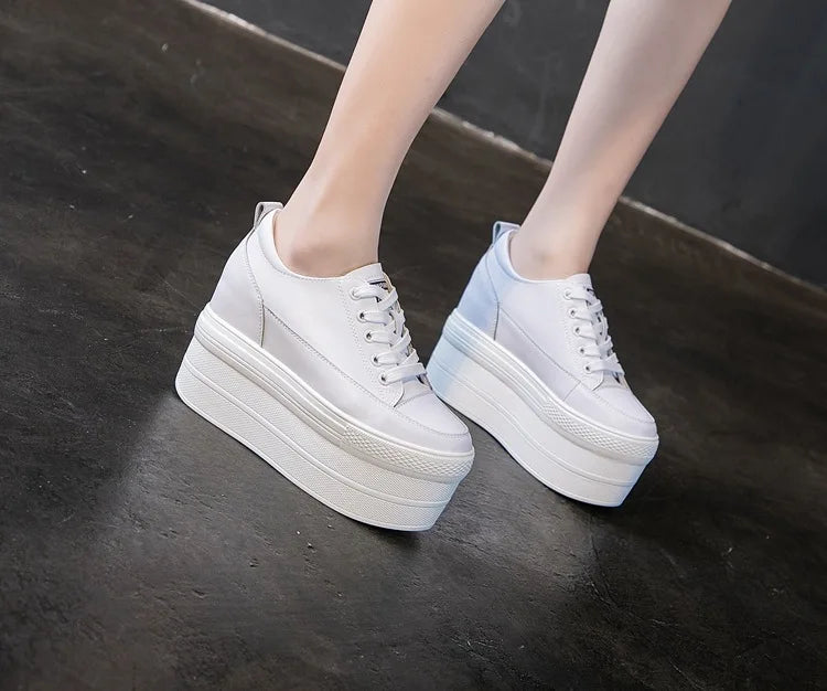 White Luxury Designer Sneakers On Platform Sports Shoes For Women 2023 New Fashion Thick Bottom Wedding Shoes High Heel 11cm