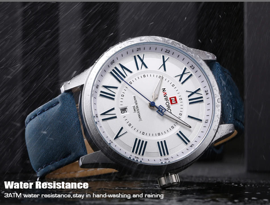 Naviforce Top Luxury Brand Men Leather Strap Sports Watches Men's Quartz Date Clock Man Waterproof Wrist Watch Relogio masculino