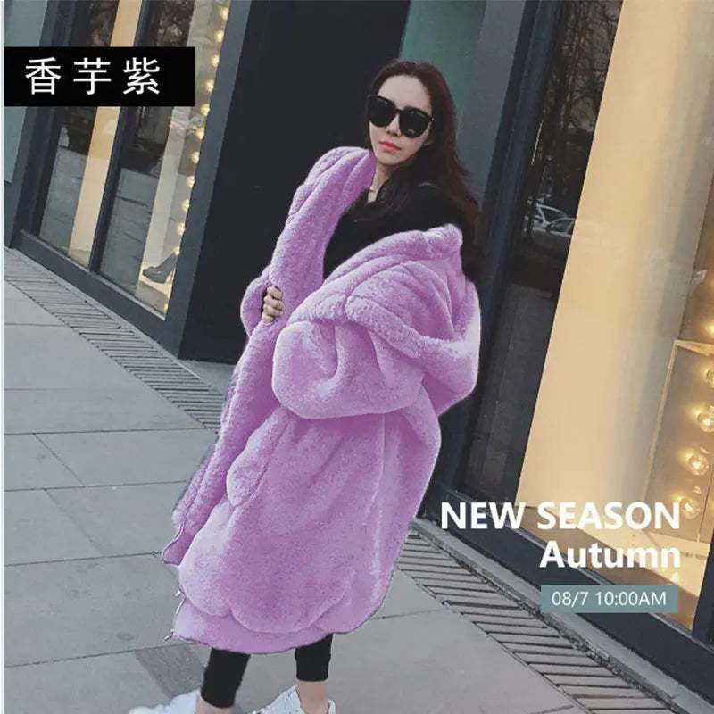 Oversized Winter Faux Fur Coat Women Parka Long Warm Faux Fur Jacket Coats Hoodies Loose Winter Coat Outwear Casaco Feminino