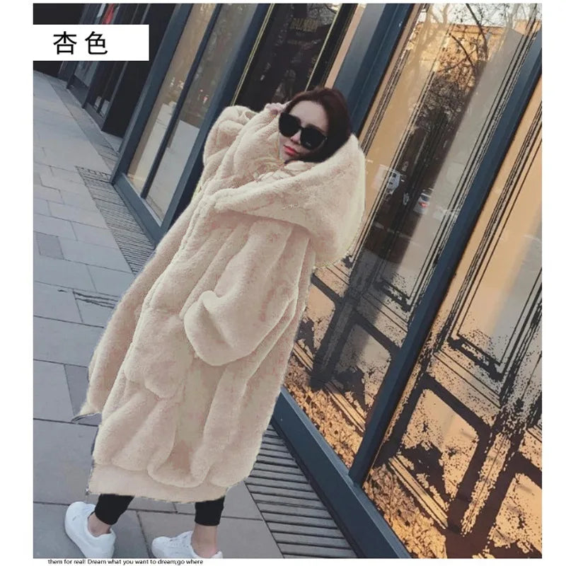 Oversized Winter Faux Fur Coat Women Parka Long Warm Faux Fur Jacket Coats Hoodies Loose Winter Coat Outwear Casaco Feminino