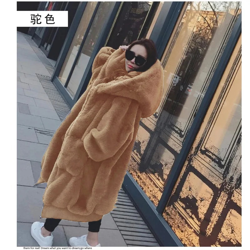 Oversized Winter Faux Fur Coat Women Parka Long Warm Faux Fur Jacket Coats Hoodies Loose Winter Coat Outwear Casaco Feminino