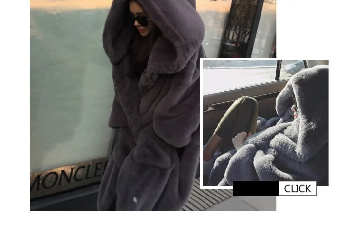 Oversized Winter Faux Fur Coat Women Parka Long Warm Faux Fur Jacket Coats Hoodies Loose Winter Coat Outwear Casaco Feminino