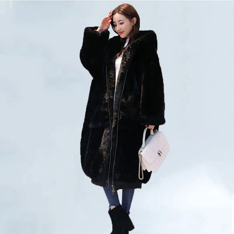 Oversized Winter Faux Fur Coat Women Parka Long Warm Faux Fur Jacket Coats Hoodies Loose Winter Coat Outwear Casaco Feminino