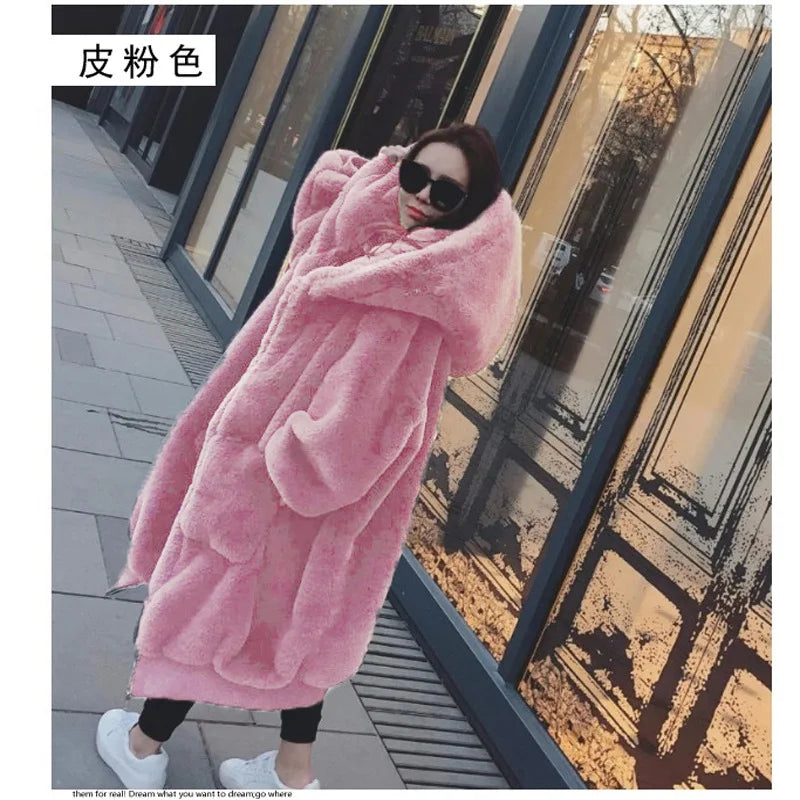 Oversized Winter Faux Fur Coat Women Parka Long Warm Faux Fur Jacket Coats Hoodies Loose Winter Coat Outwear Casaco Feminino