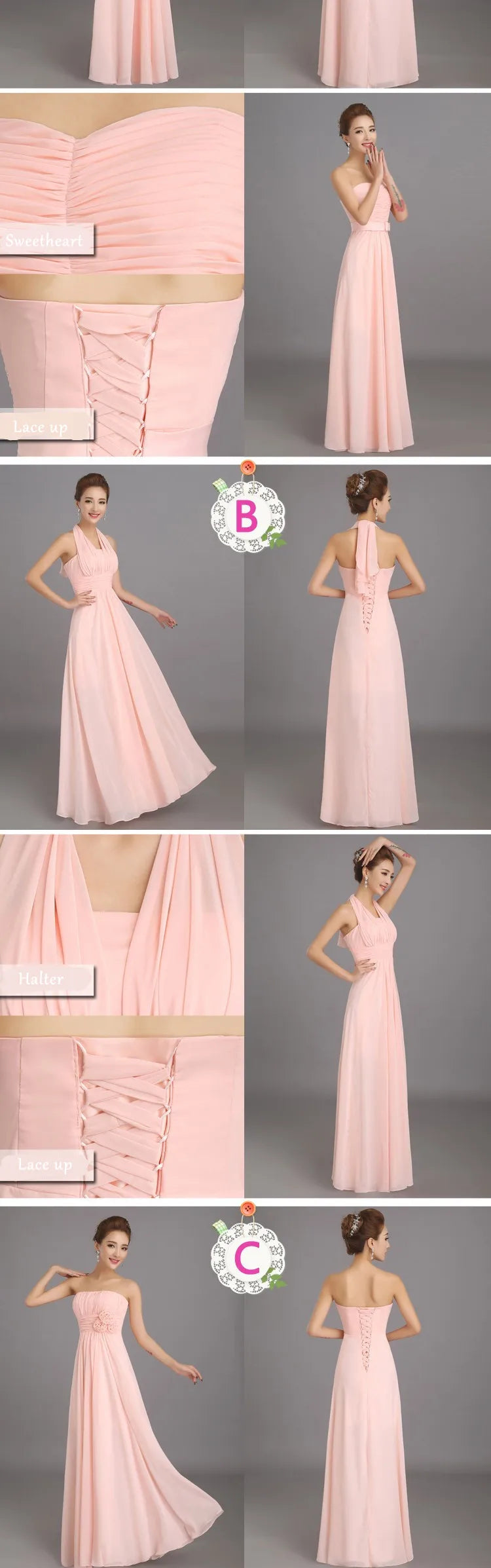 Peachy Pink Bridesmaid Dress Long Chiffon Cheap Winter Wedding Party Prom Dresses Vestido De Festa De Casamento Dama De Honra