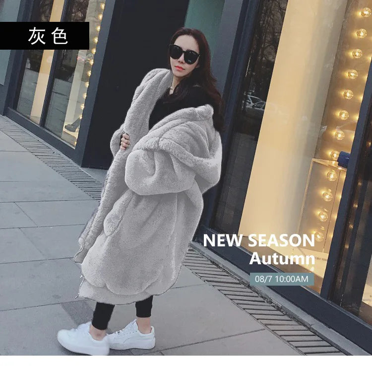 Oversized Winter Faux Fur Coat Women Parka Long Warm Faux Fur Jacket Coats Hoodies Loose Winter Coat Outwear Casaco Feminino