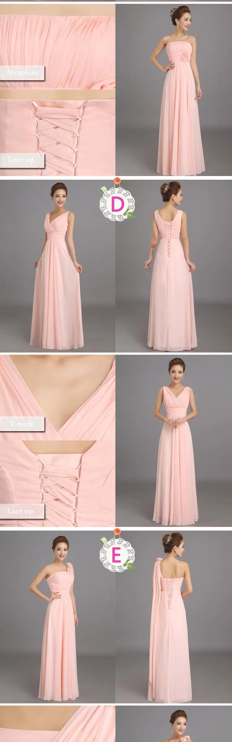 Peachy Pink Bridesmaid Dress Long Chiffon Cheap Winter Wedding Party Prom Dresses Vestido De Festa De Casamento Dama De Honra