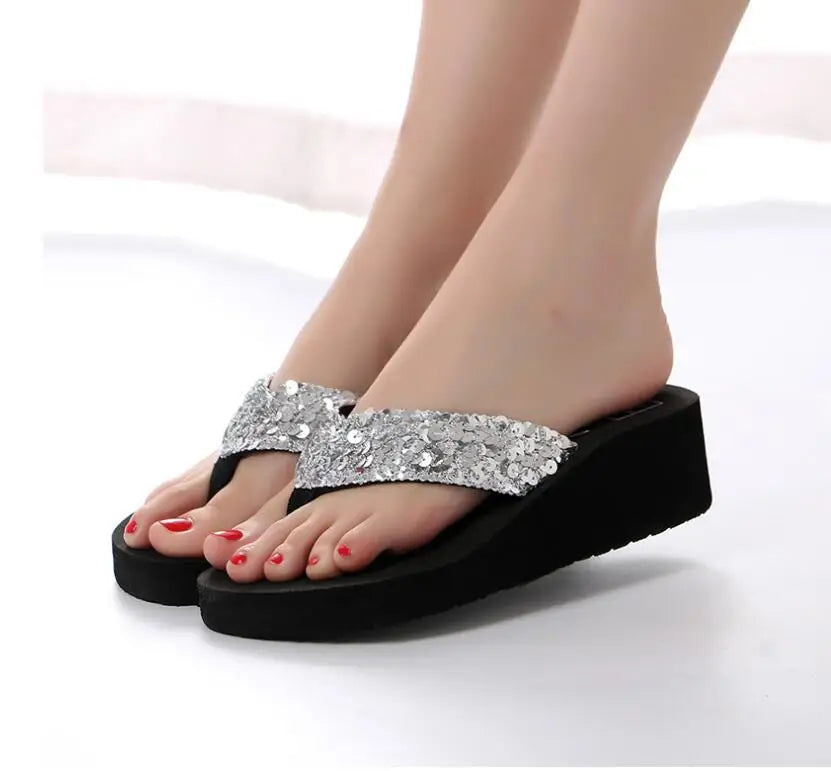 Hot! New Fashion Summer Women Platform High Heel Flip Flops Beach Sandals Bowknot Slippers Women Shoes Size36-40 For Choice