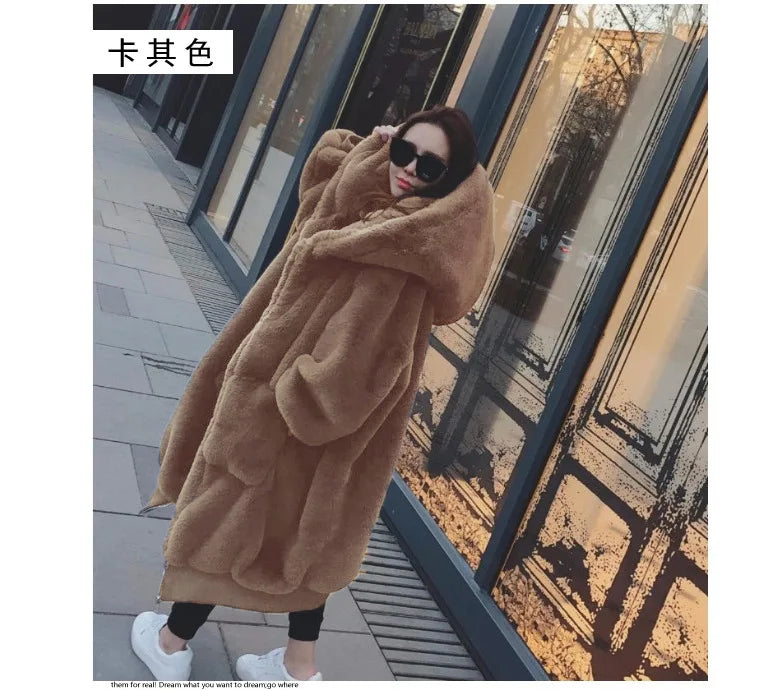 Oversized Winter Faux Fur Coat Women Parka Long Warm Faux Fur Jacket Coats Hoodies Loose Winter Coat Outwear Casaco Feminino