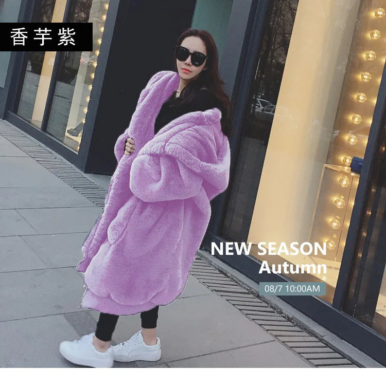 Oversized Winter Faux Fur Coat Women Parka Long Warm Faux Fur Jacket Coats Hoodies Loose Winter Coat Outwear Casaco Feminino