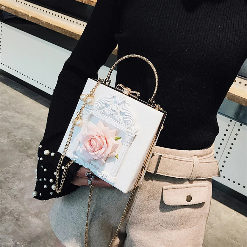 Fashion Flowers Crossbody Bags for Women Luxury Handbags Women Bags Designer Brand Leather Over Shoulder Bag Sac Clutch Female