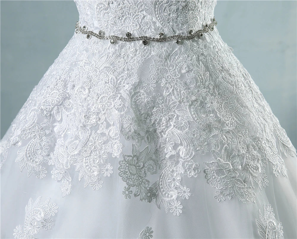 ZJ9032 Lace Flower Sweetheart White Ivory Fashion Sexy 2023 Wedding Dresses For Brides Plus Size Maxi 2-26W