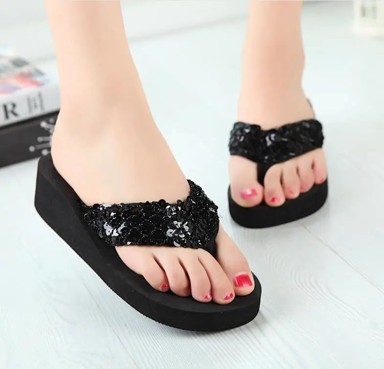 Hot! New Fashion Summer Women Platform High Heel Flip Flops Beach Sandals Bowknot Slippers Women Shoes Size36-40 For Choice