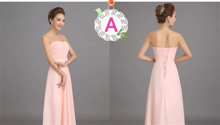 Peachy Pink Bridesmaid Dress Long Chiffon Cheap Winter Wedding Party Prom Dresses Vestido De Festa De Casamento Dama De Honra