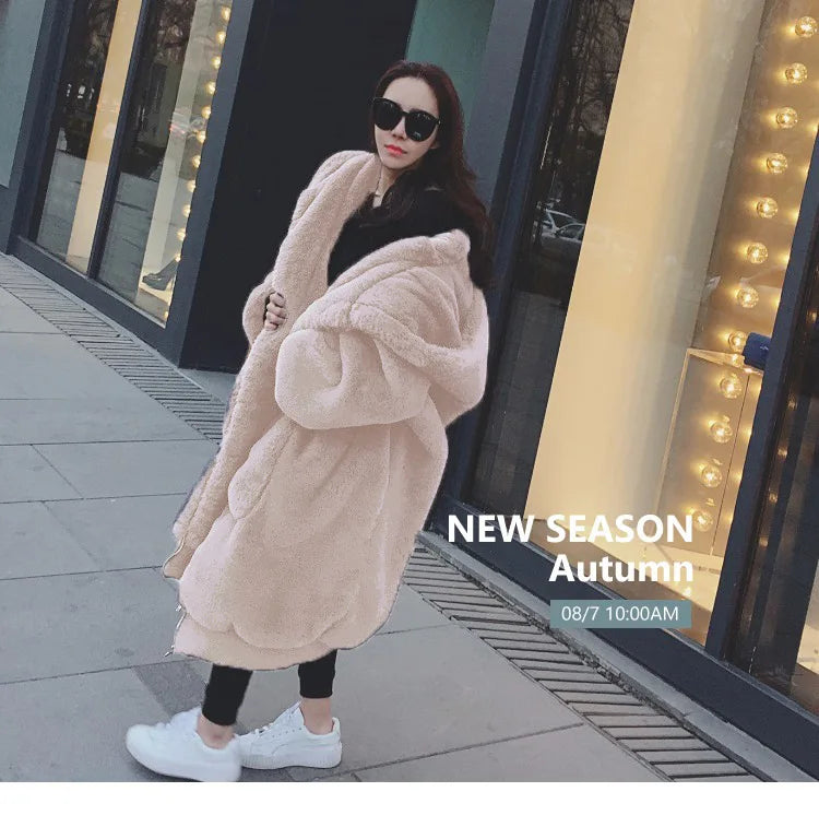 Oversized Winter Faux Fur Coat Women Parka Long Warm Faux Fur Jacket Coats Hoodies Loose Winter Coat Outwear Casaco Feminino