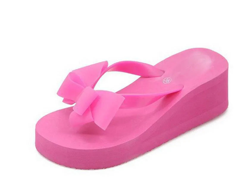 Hot! New Fashion Summer Women Platform High Heel Flip Flops Beach Sandals Bowknot Slippers Women Shoes Size36-40 For Choice