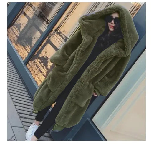 Oversized Winter Faux Fur Coat Women Parka Long Warm Faux Fur Jacket Coats Hoodies Loose Winter Coat Outwear Casaco Feminino