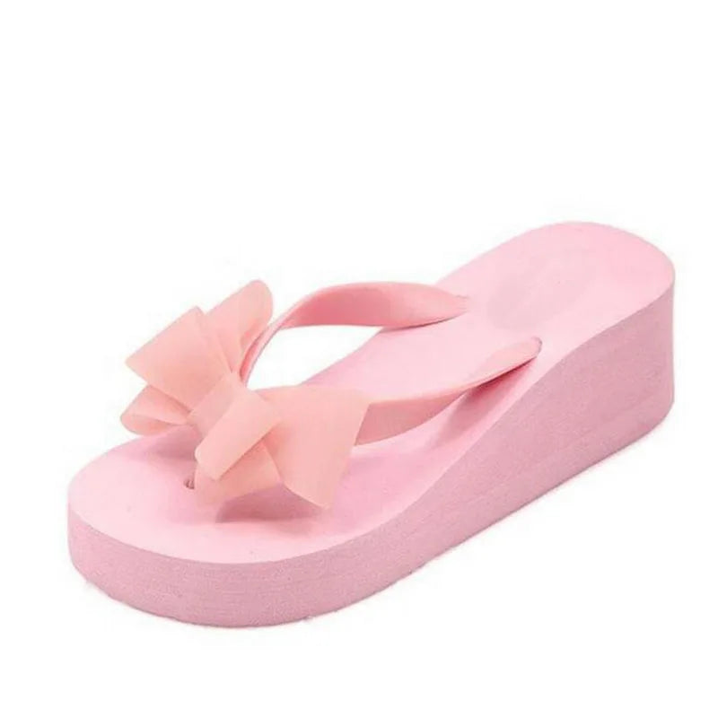 Hot! New Fashion Summer Women Platform High Heel Flip Flops Beach Sandals Bowknot Slippers Women Shoes Size36-40 For Choice