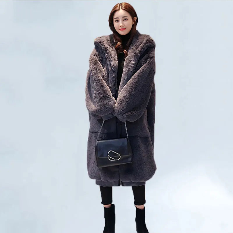 Oversized Winter Faux Fur Coat Women Parka Long Warm Faux Fur Jacket Coats Hoodies Loose Winter Coat Outwear Casaco Feminino