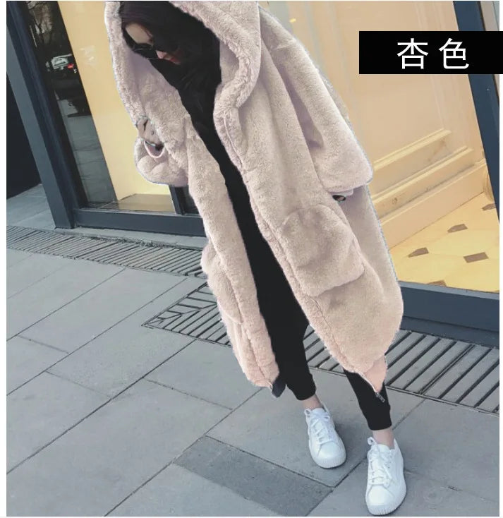 Oversized Winter Faux Fur Coat Women Parka Long Warm Faux Fur Jacket Coats Hoodies Loose Winter Coat Outwear Casaco Feminino