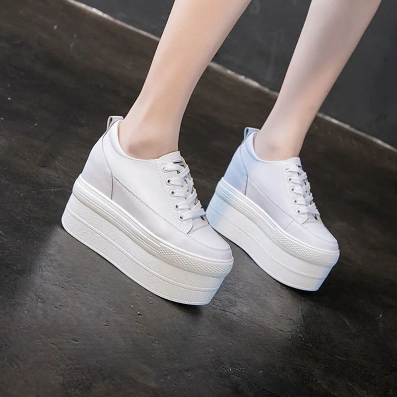 White Luxury Designer Sneakers On Platform Sports Shoes For Women 2023 New Fashion Thick Bottom Wedding Shoes High Heel 11cm