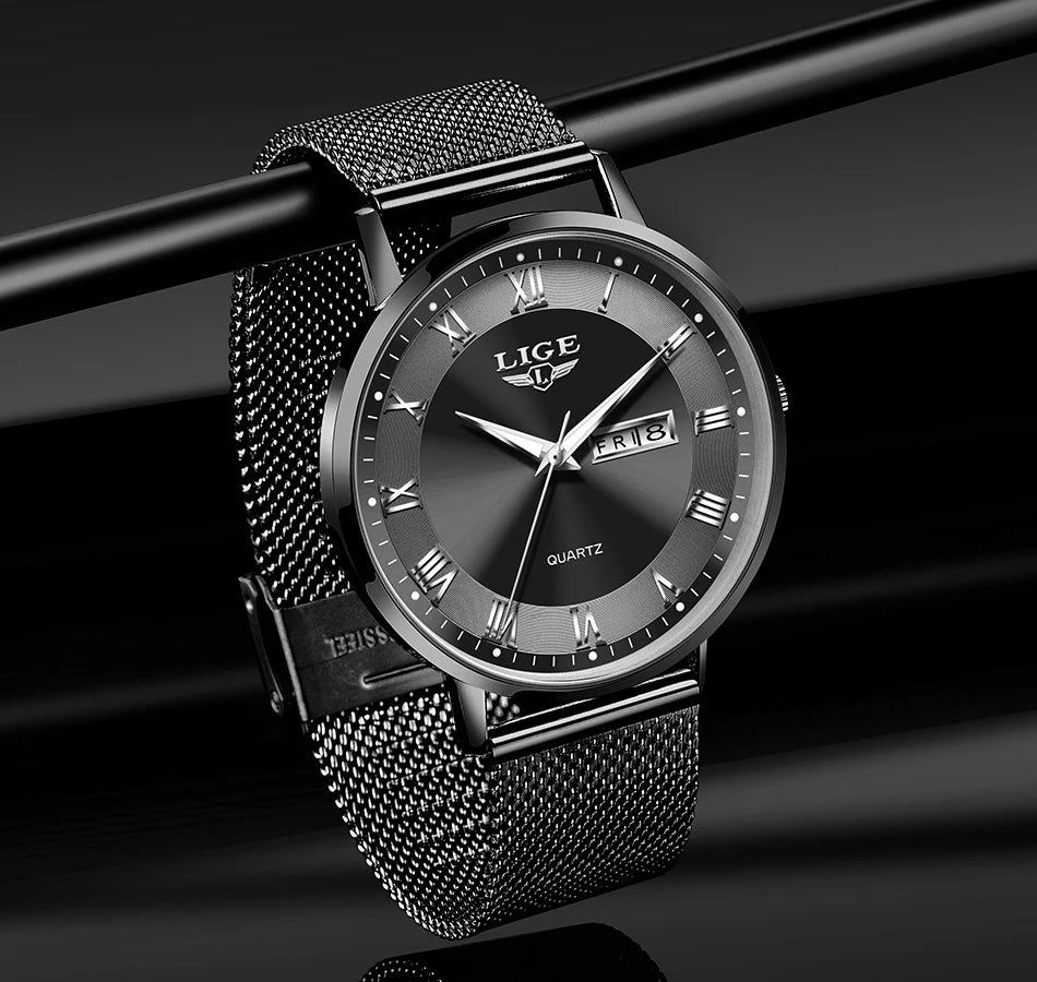 LIGE Fashion Elegant Quartz Women's Watch Bracelet Casual Business Clock Movement Simple Waterproof Mesh Belt Ladies Watches NEW