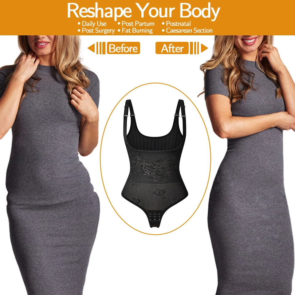 Women Shapewear Bodysuit Seamless Tummy Control Shapewear Waist Trainer Thong Body Shaper Fajas Colombianas Slimming Underwear